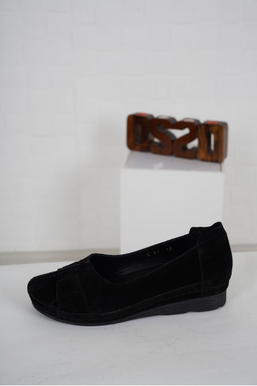 Hakiki Deri Siyah Süet Kadın Comfort Ayakkabı 221177101