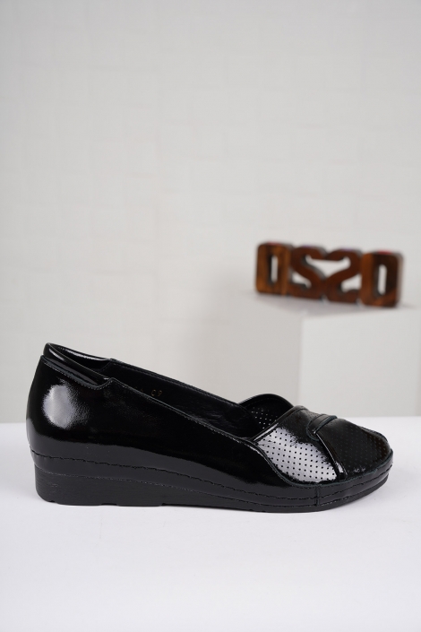 Hakiki Deri Siyah Rugan Kadın Comfort Ayakkabı 221177104