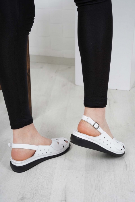 Hakiki Deri Beyaz Kadın Komfort Sandalet 231177502