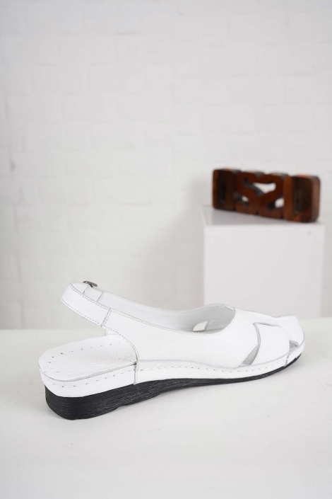 Hakiki Deri Beyaz Kadın Komfort Sandalet 241177501
