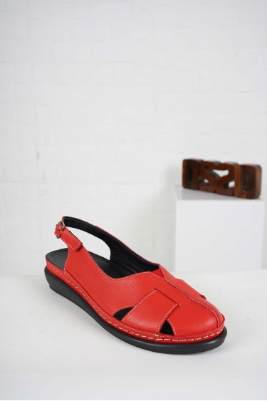 Hakiki Deri Kırmızı Kadın Komfort Sandalet 241177503