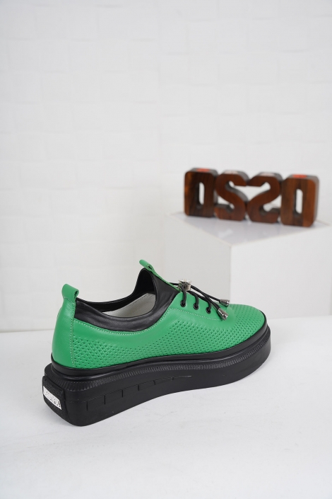 Hakiki Deri Yeşil Kadın Casual Ayakkabı 231199101