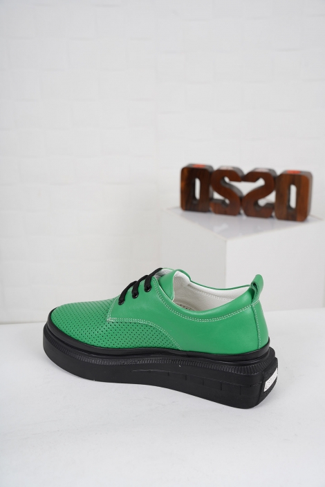 Hakiki Deri Yeşil Kadın Casual Ayakkabı 231199104