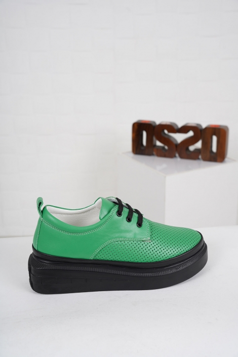 Hakiki Deri Yeşil Kadın Casual Ayakkabı 231199104
