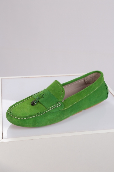 Hakiki Deri Çim Yeşil Kadın Makosen Ayakkabı 221209107