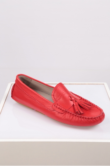 Hakiki Deri Kırmızı Kadın Makosen Ayakkabı 221209108