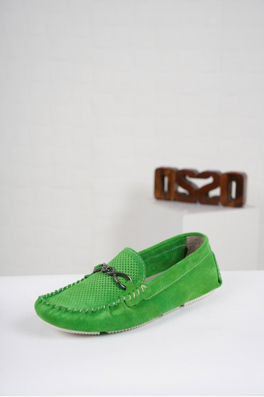 Hakiki Deri Çim Yeşil Kadın Makosen Ayakkabı 221209114