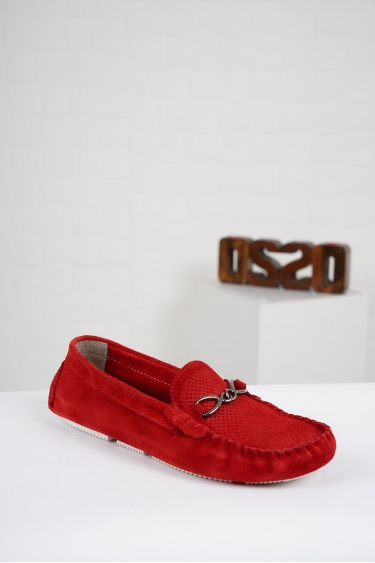 Hakiki Deri Kırmızı Süet Kadın Makosen Ayakkabı 221209114