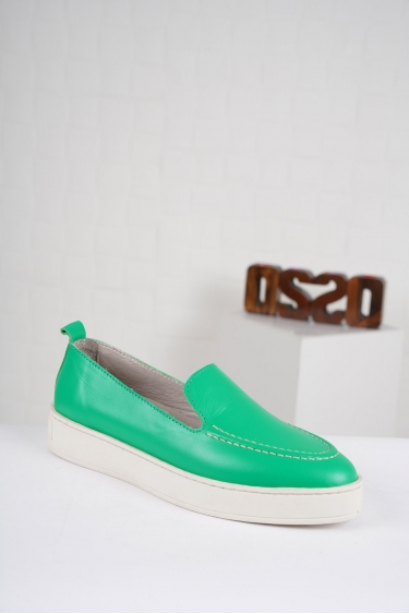 Hakiki Deri Çim Yeşil Kadın Sneaker Ayakkabı 222209101
