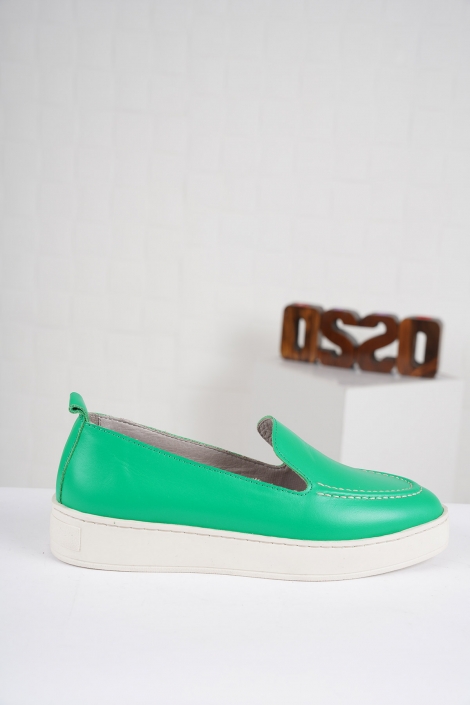 Hakiki Deri Çim Yeşil Kadın Sneaker Ayakkabı 222209101