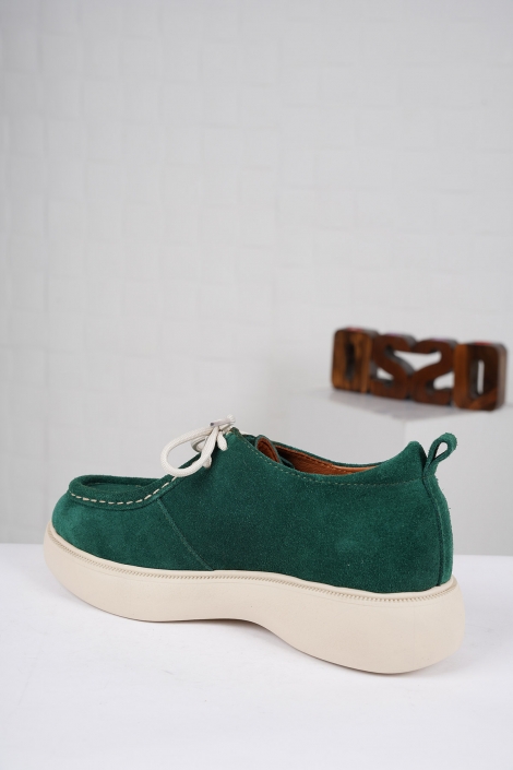 Hakiki Deri Çimen Yeşil Süet Kadın Sneaker Ayakkabı 222209102
