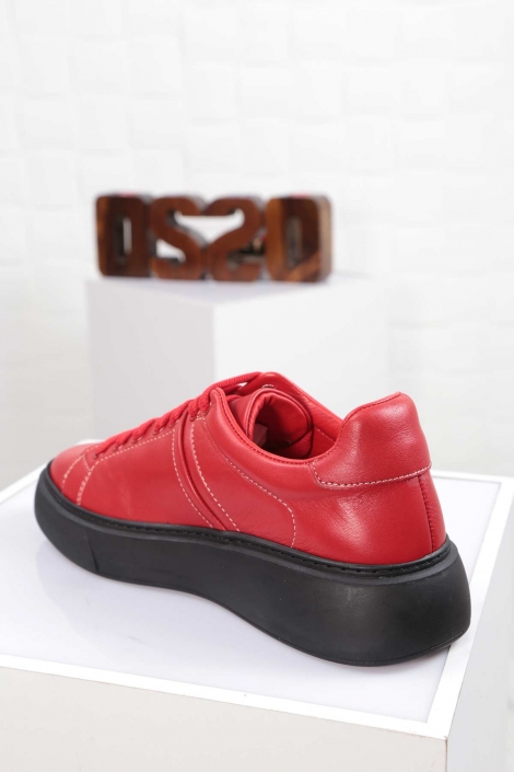 Hakiki Deri Kırmızı Kadın Sneaker Ayakkabı 212220102
