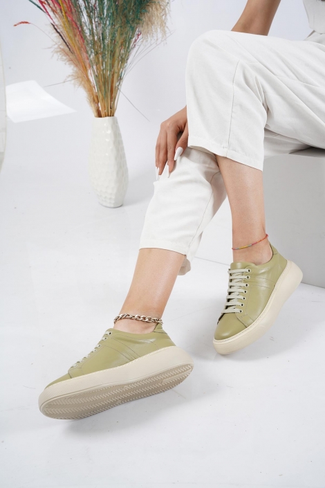 Hakiki Deri Avokado Kadın Sneaker Ayakkabı 212220102
