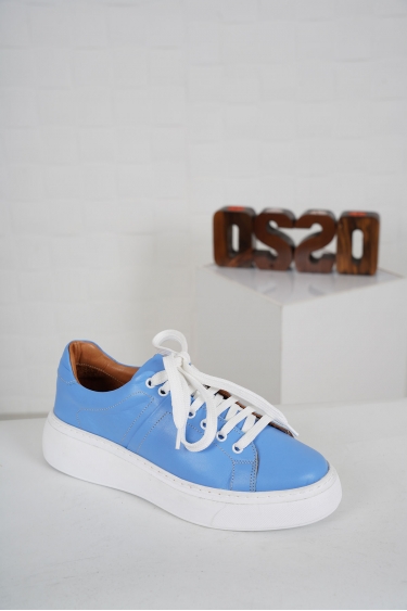 Hakiki Deri Deniz Mavisi Kadın Sneaker Ayakkabı 212220102