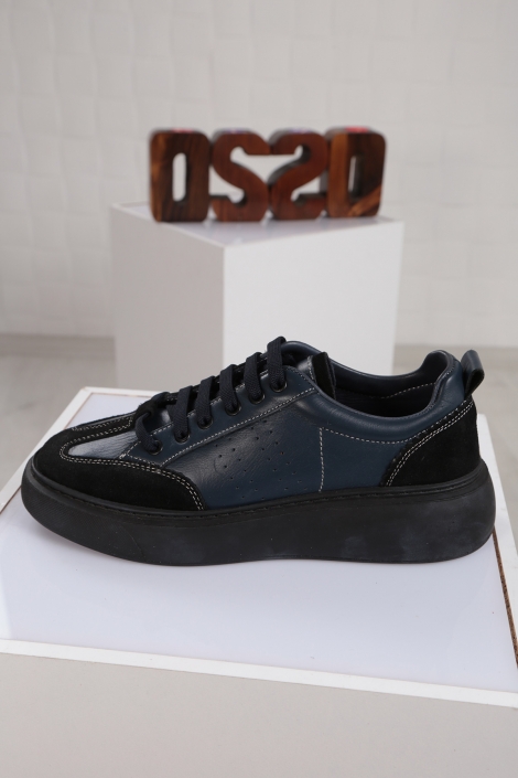 Hakiki Deri Laci-Siyah Süet Kadın Sneaker Ayakkabı 212220103