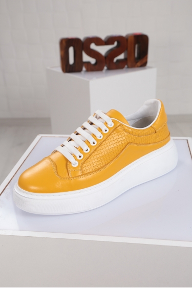 Hakiki Deri Sarı Kadın Sneaker Ayakkabı 221220103