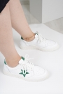 Hakiki Deri Beyaz-Yeşil Kadın Spor Ayakkabı 222220101