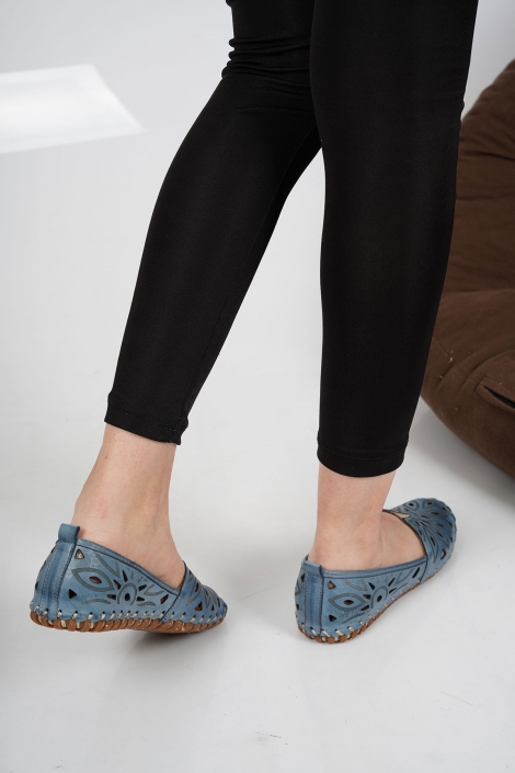 Hakiki Deri Kot Mavi Kadın Comfort Ayakkabı 231220101