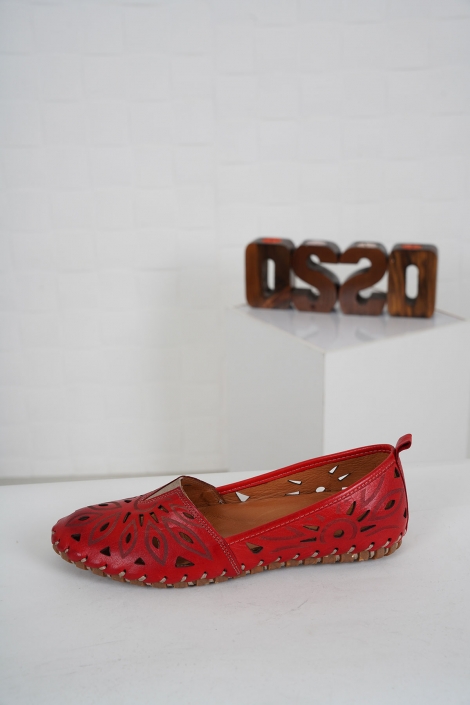 Hakiki Deri Koyu Kırmızı Kadın Comfort Ayakkabı 231220101