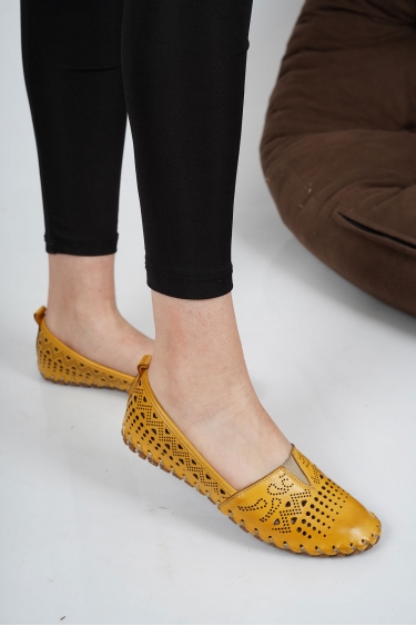Hakiki Deri Sarı Kadın Comfort Ayakkabı 231220103