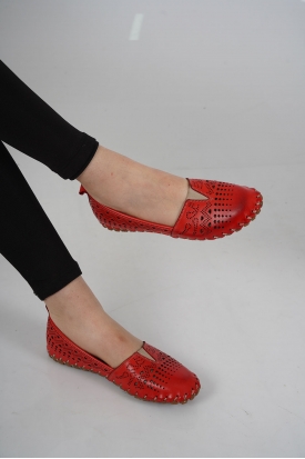 Hakiki Deri Koyu Kırmızı Kadın Comfort Ayakkabı 231220103