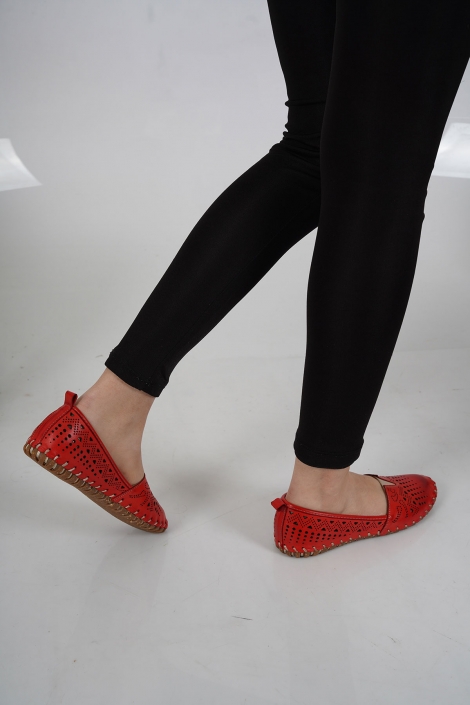 Hakiki Deri Koyu Kırmızı Kadın Comfort Ayakkabı 231220103