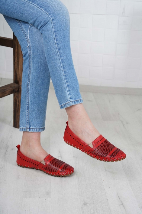 Hakiki Deri Koyu Kırmızı Kadın Comfort Ayakkabı 231220105