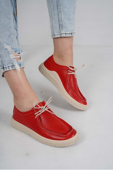 Hakiki Deri Koyu Kırmızı Kadın Casual Ayakkabı 231220107