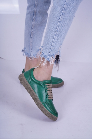 Hakiki Deri Yeşil Pine Kadın Casual Ayakkabı 231220109