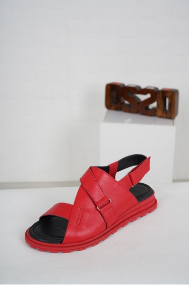 Hakiki Deri Kırmızı Kadın Casual Sandalet 231221506