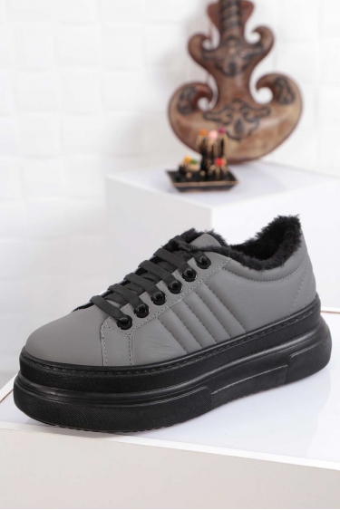 Hakiki Deri Mat Füme Kadın Sneaker Ayakkabı 212225101