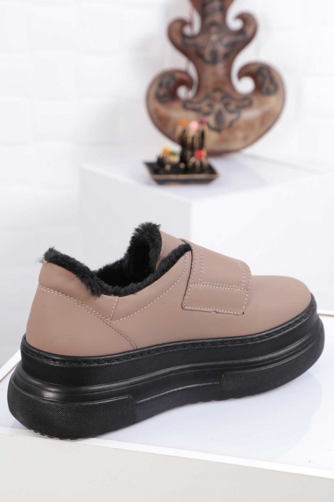 Hakiki Deri Vizon Kadın Sneaker Ayakkabı 212225102