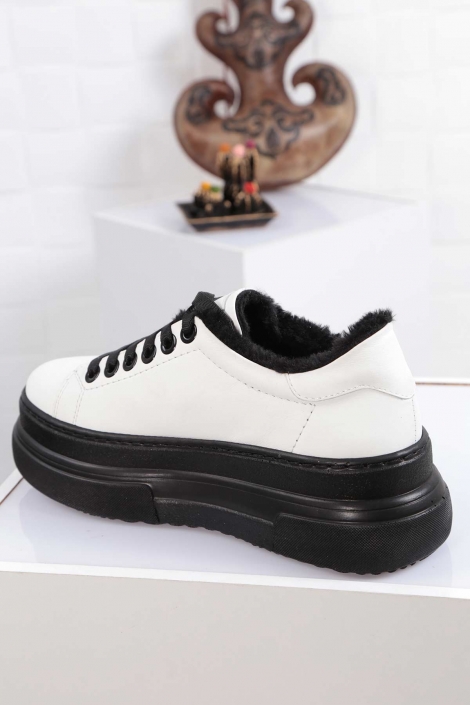 Hakiki Deri Beyaz Kadın Sneaker Ayakkabı 212225103