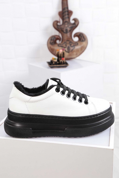 Hakiki Deri Beyaz Kadın Sneaker Ayakkabı 212225103