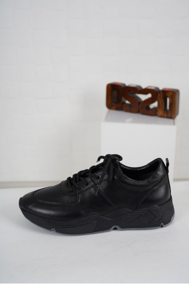Hakiki Deri Siyah Kadın Sneaker Ayakkabı 231225101