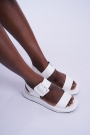 Hakiki Deri Beyaz Kadın Dolgu Topuk Sandalet 221229506
