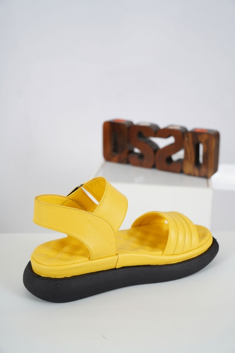 Hakiki Deri Sarı Kadın Spor Sandalet 231229507