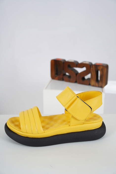 Hakiki Deri Sarı Kadın Spor Sandalet 231229507