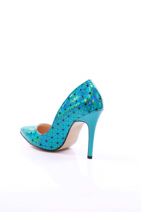Mavi Hologram Kadın Stiletto Ayakkabı 251-32-100